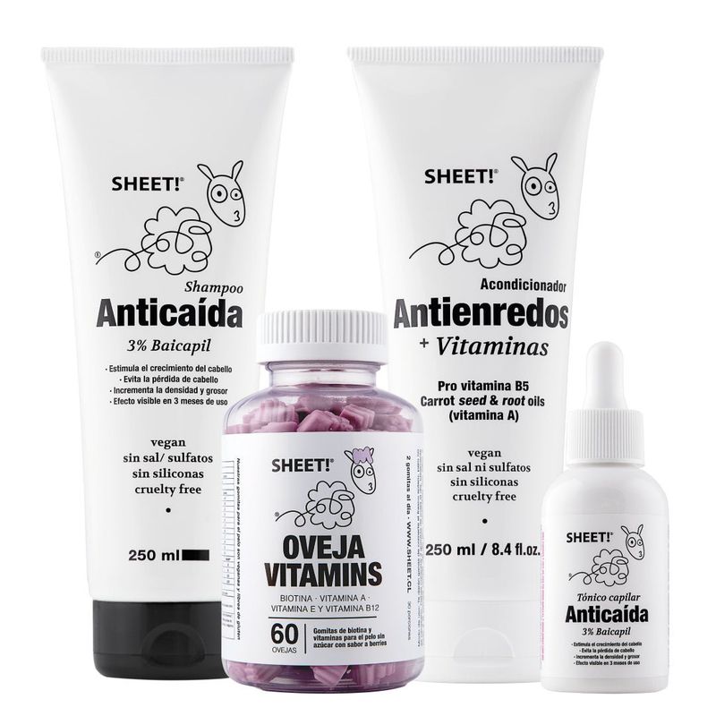 SHEET - Pack Shampoo Tonico Anticaida Gomitas Acondicionador Sheet