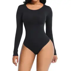 EVERSO - Pack 2 Body Mujer Manga Larga Cuello Redondo 1Negro+1Color Surtido
