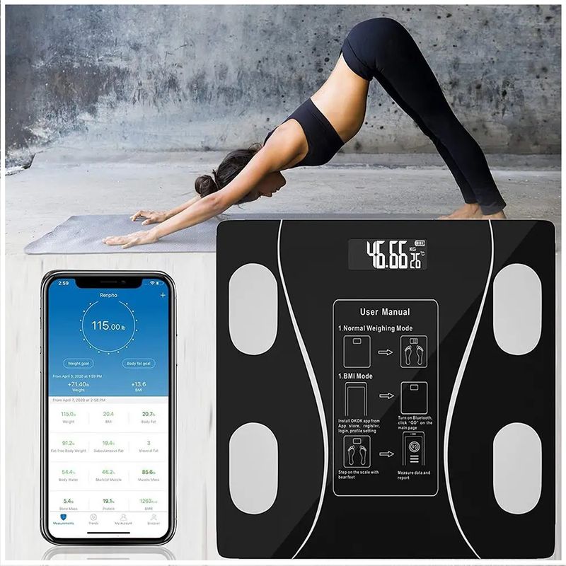 GENERICO - Balanza Inteligente Alta Precisión 180 Kg Conexión Bluetooth