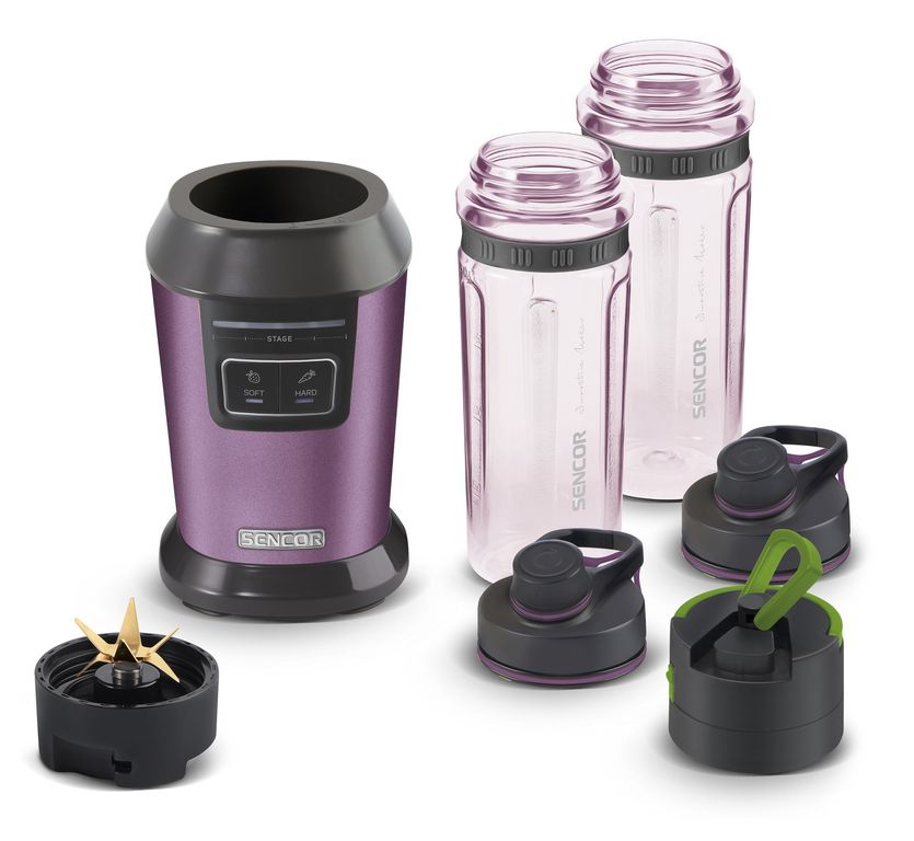 Licuadora con 2 botellas y cuchilla titanio Morada