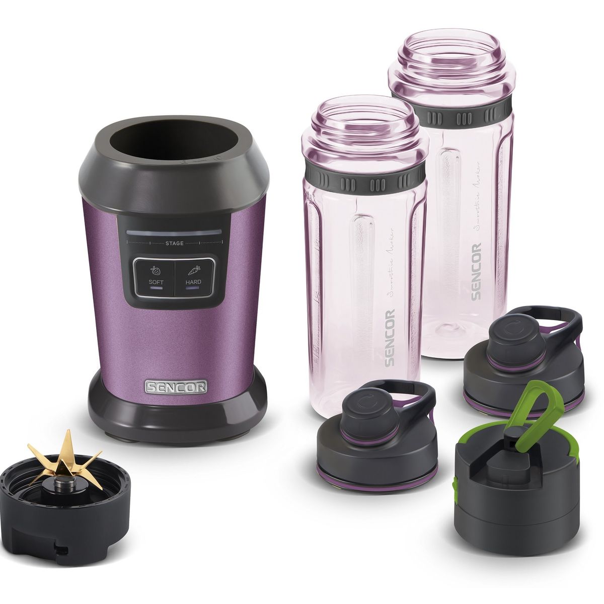 SENCOR - Licuadora con 2 botellas y cuchilla titanio Morada