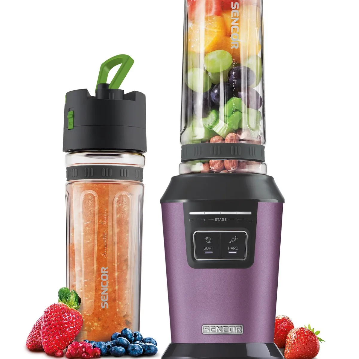 SENCOR - Licuadora con 2 botellas y cuchilla titanio Morada