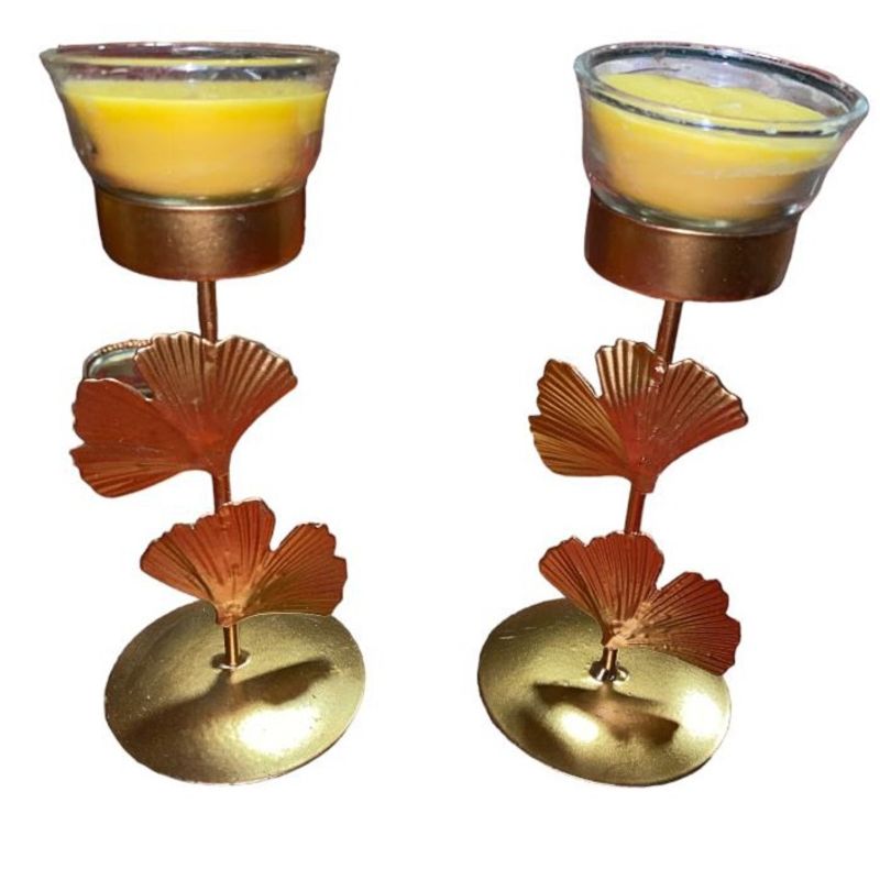 GENERICO - SET PORTA VELA  HOJA DORADO