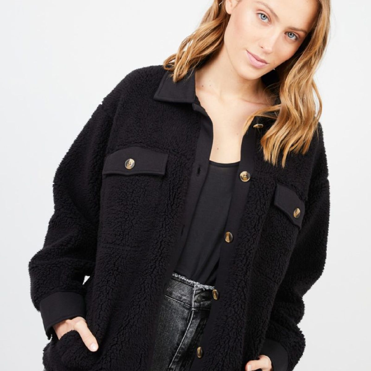 FROENS - Chaqueta mujer Sherpa grafito - Poliéster reciclado Froens