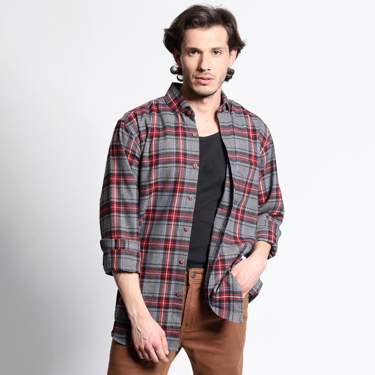 TRUVAL - Camisa Manga Larga Franela Regular Fit TRUVAL