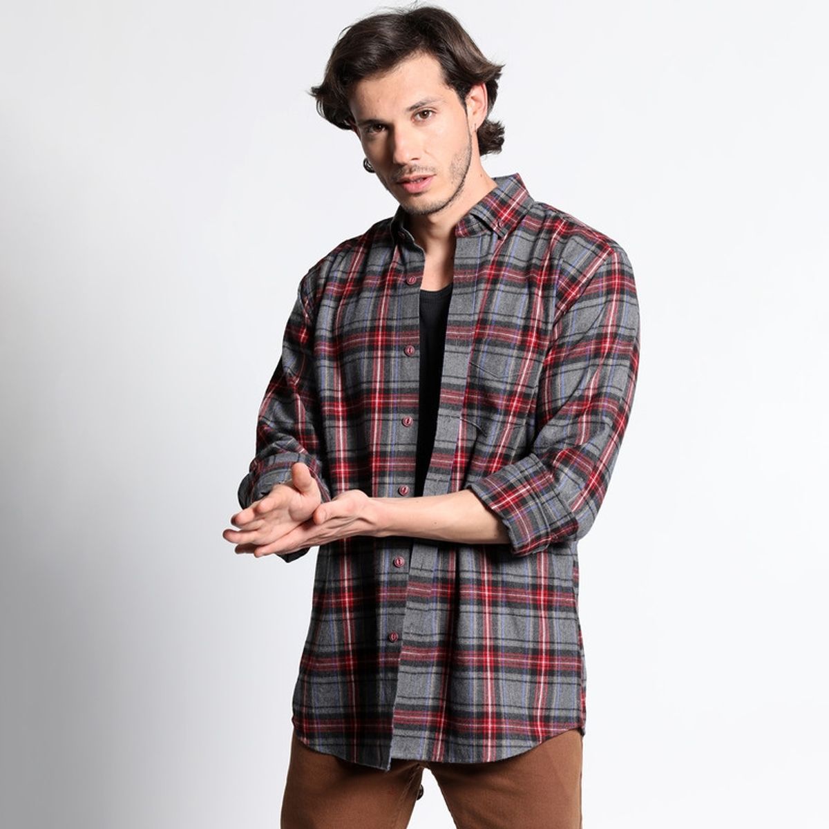 TRUVAL - Camisa Manga Larga Franela Regular Fit TRUVAL