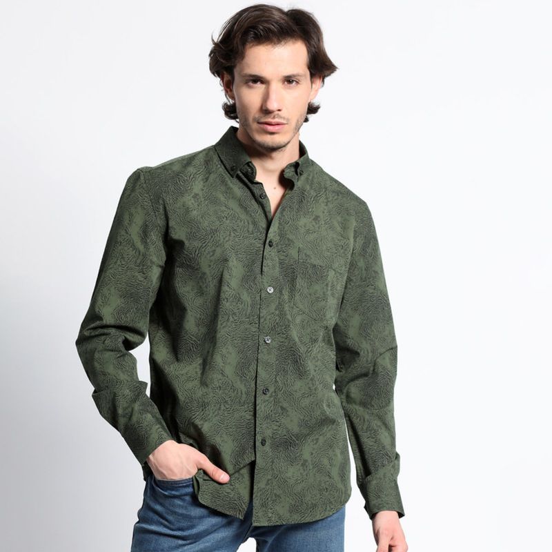 TRUVAL - Camisa Manga Larga Estampada Full Slim Fit TRUVAL