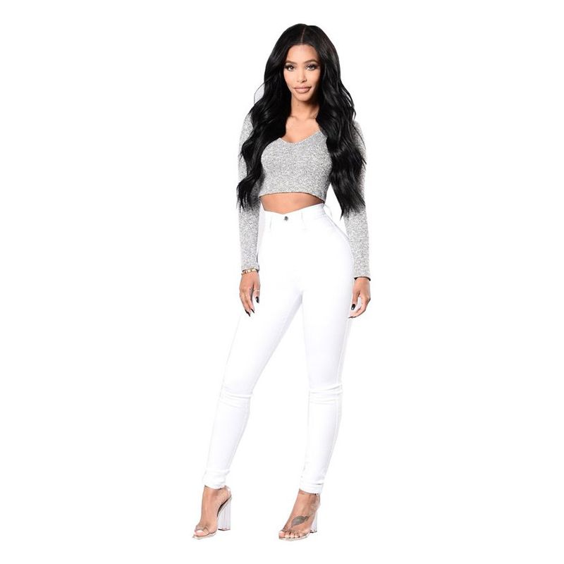 SUPER BABY - Jeans ajustados de cintura alta para mujer- blanco.