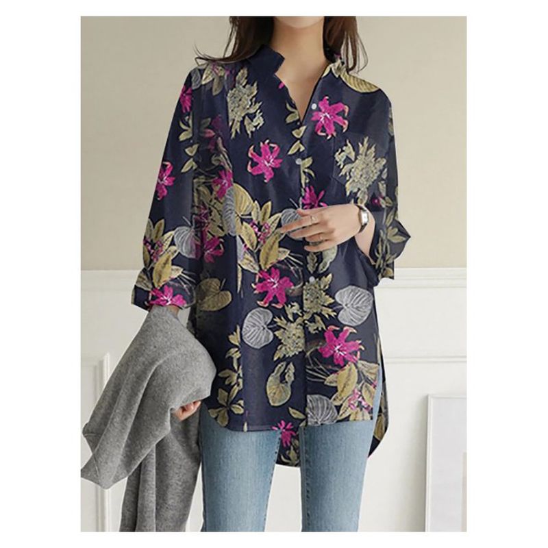 SUPER BABY - Top suelto de manga larga con estampado-azul.