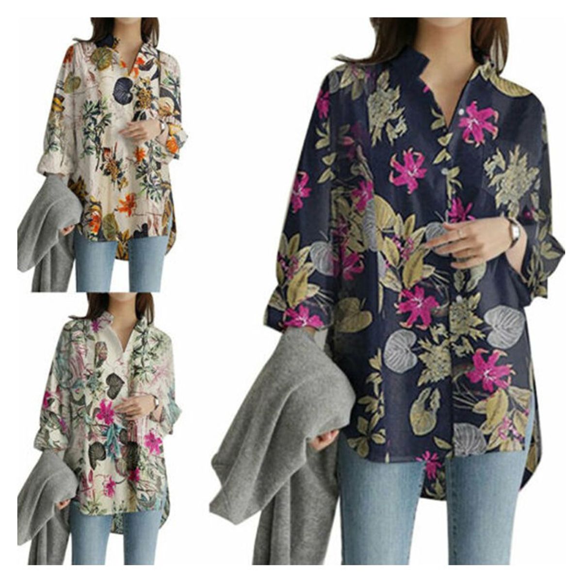 SUPER BABY - Top suelto de manga larga con estampado-azul.