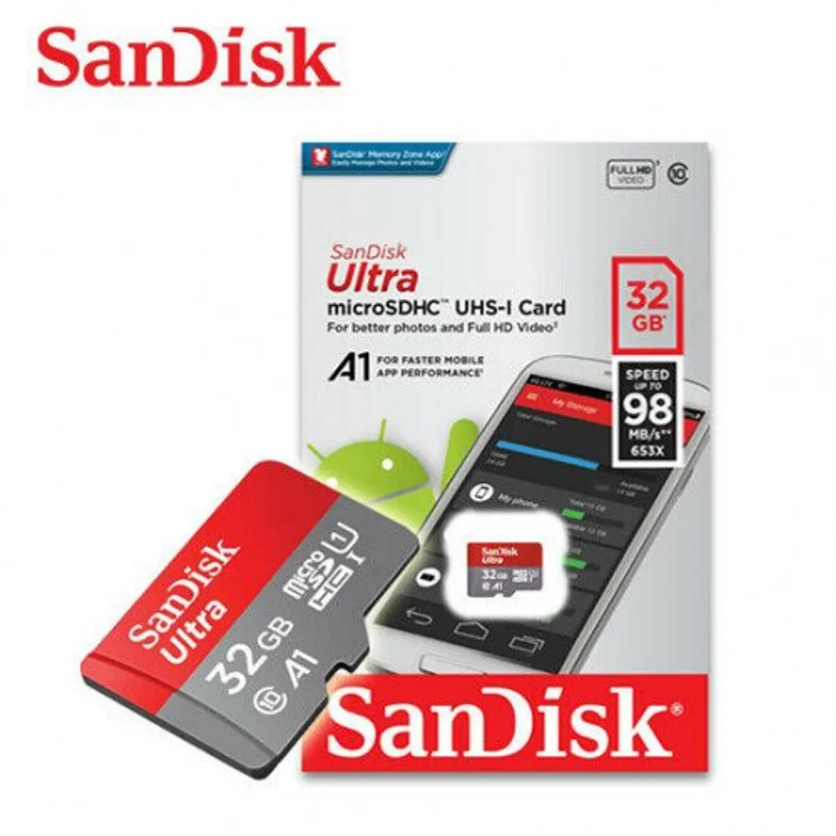 SANDISK - Tarjeta de memoria 32gb sandisk micro sd  adaptador