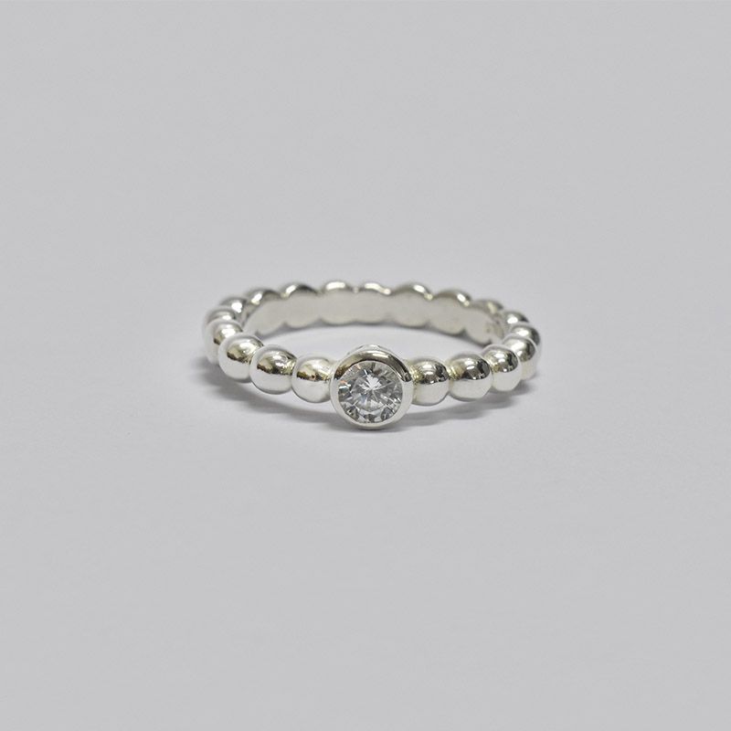 ROSETT - Anillo chatón en argolla pellet continuo Plata 925