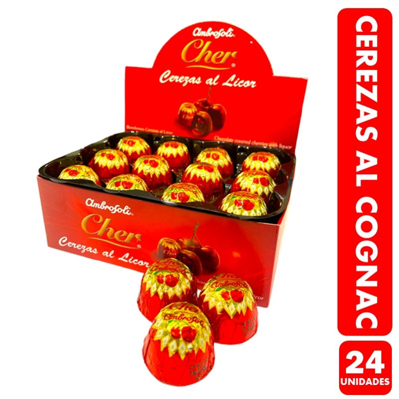 AMBROSOLI - Cerezas Al Cognac De Ambrosoli (Caja con 24 Unidades)