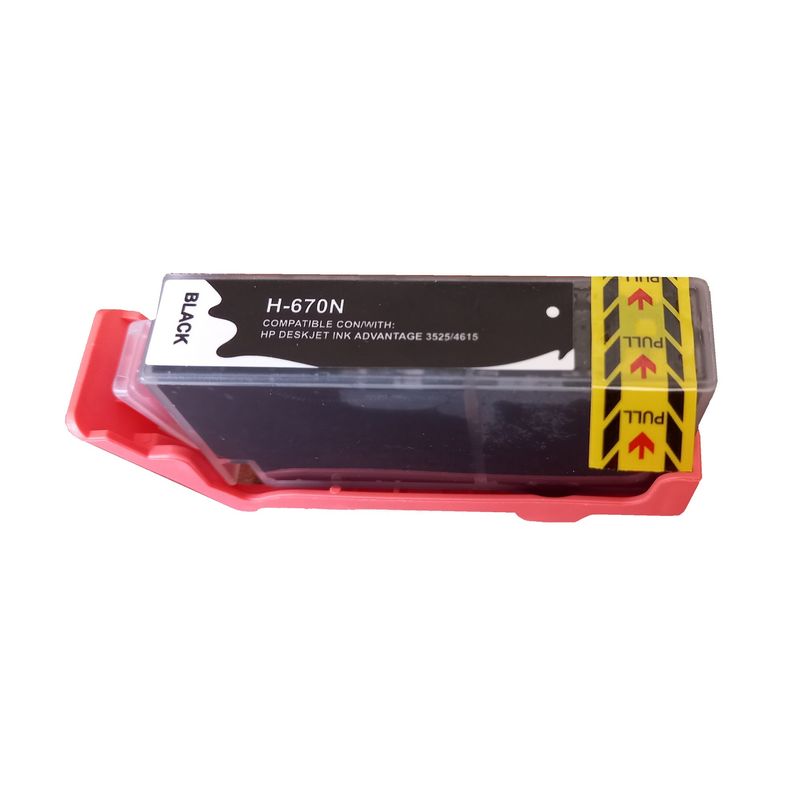GENERICO - Tinta compatible con HP 670 XL Negro para 550 Copias HP670 N
