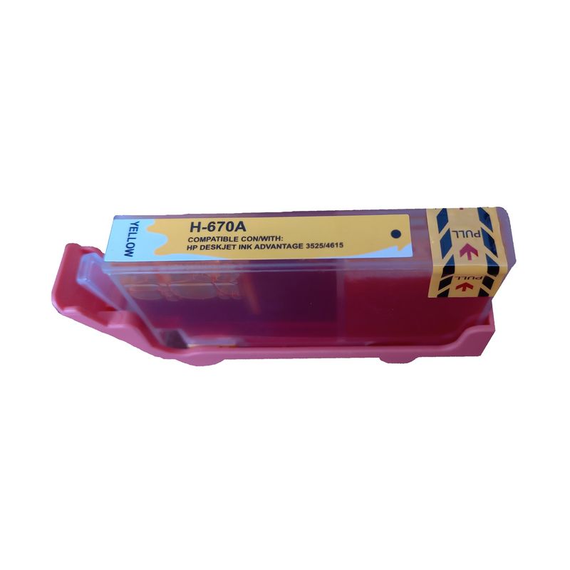 GENERICO - Tinta compatible con HP 670 XL Yellow para 550 Copias HP670 Y