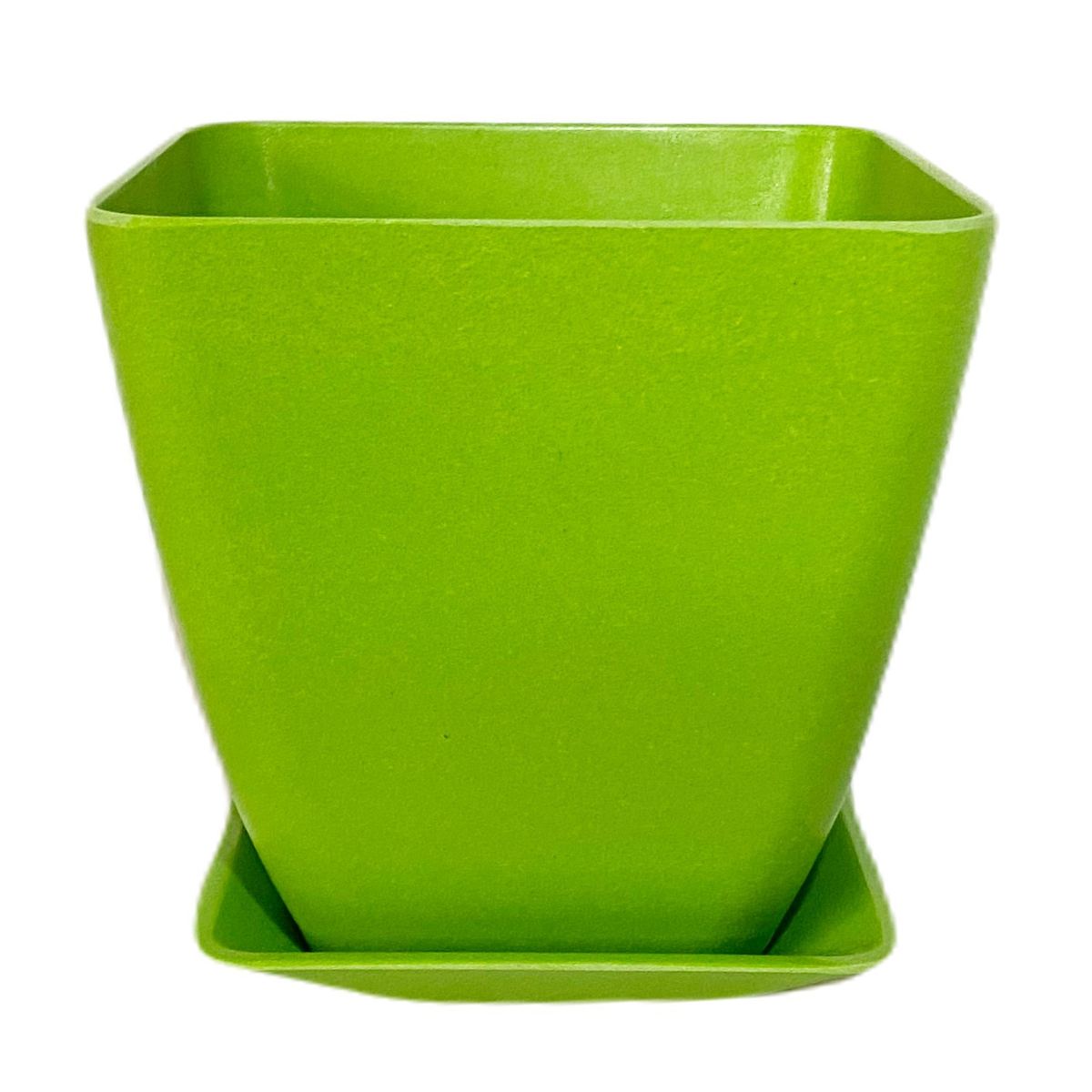 DECOGREEN - SET MACETA CON PLATO BIODEGRADABLE CUADRADO VERDE
