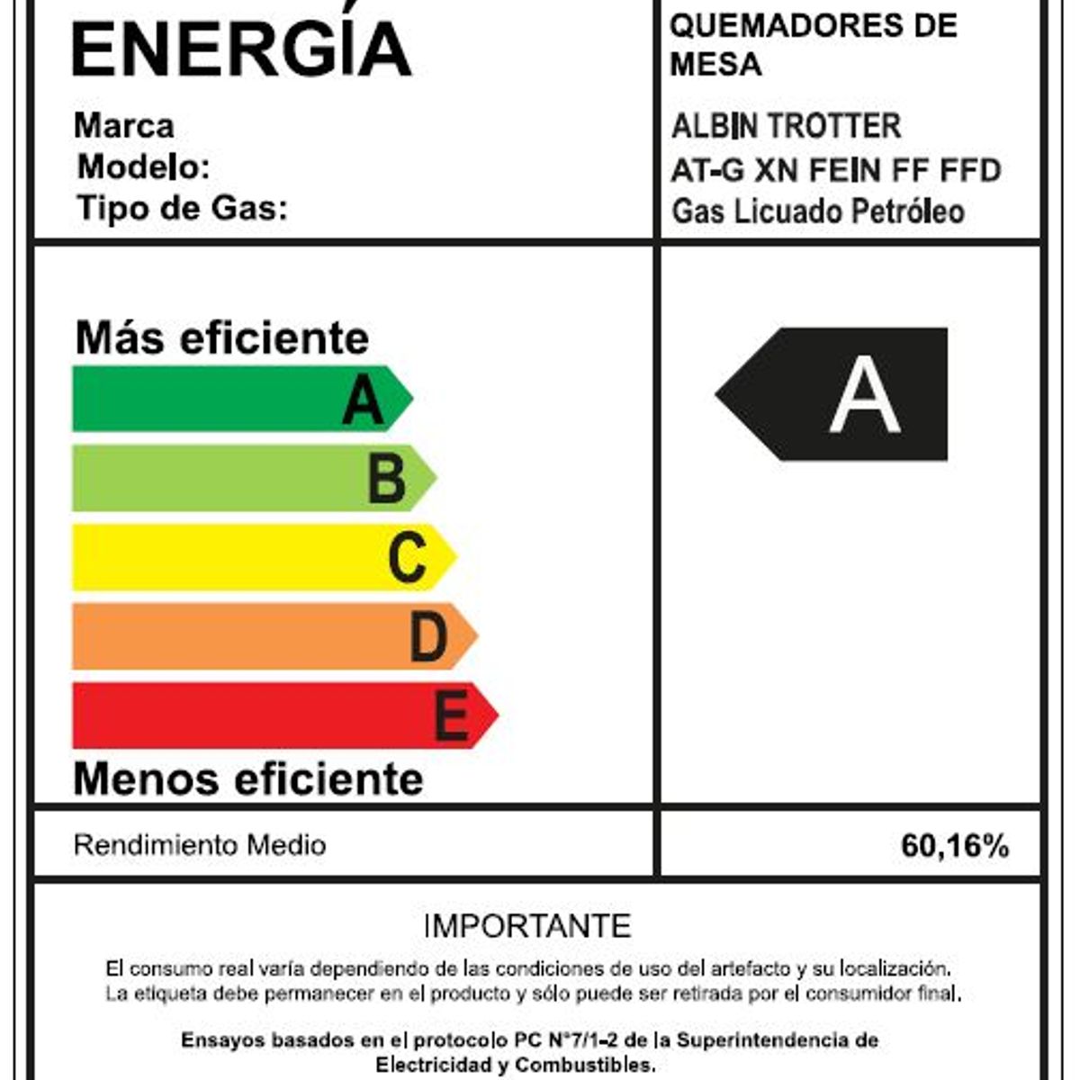 ALBIN TROTTER - Encimera Empotrada AT Fein FF FFD gas licuado