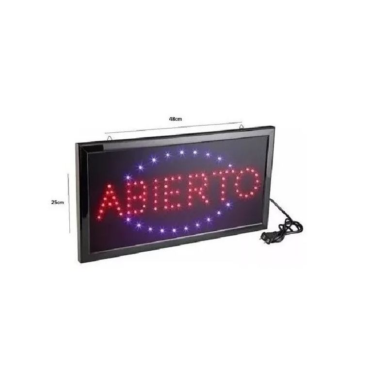 GENERICO - Aviso Letrero Led Luminoso - Abierto - 48x25cm