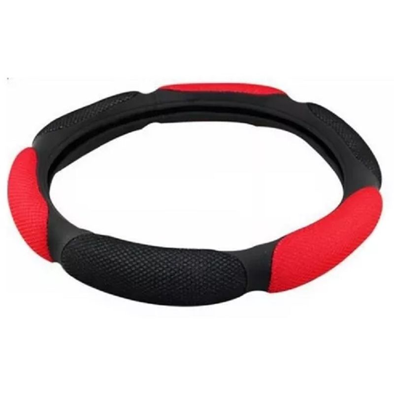 GENERICO - Funda Cubre Volante Auto Antideslizante Tela 216035 Rojo