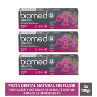 Pack 3 Pasta Dental Natural Biomed Sensitive100gr sin fluor