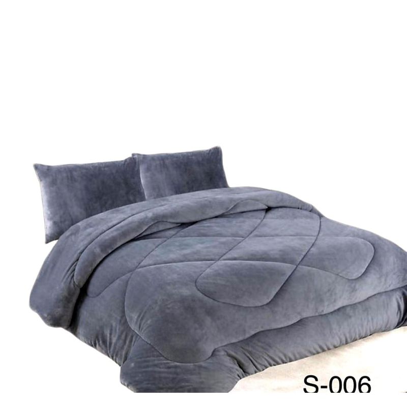 GENERICO - Cubrecama de Invierno Plush con Chiporro 2 Plaza Gris