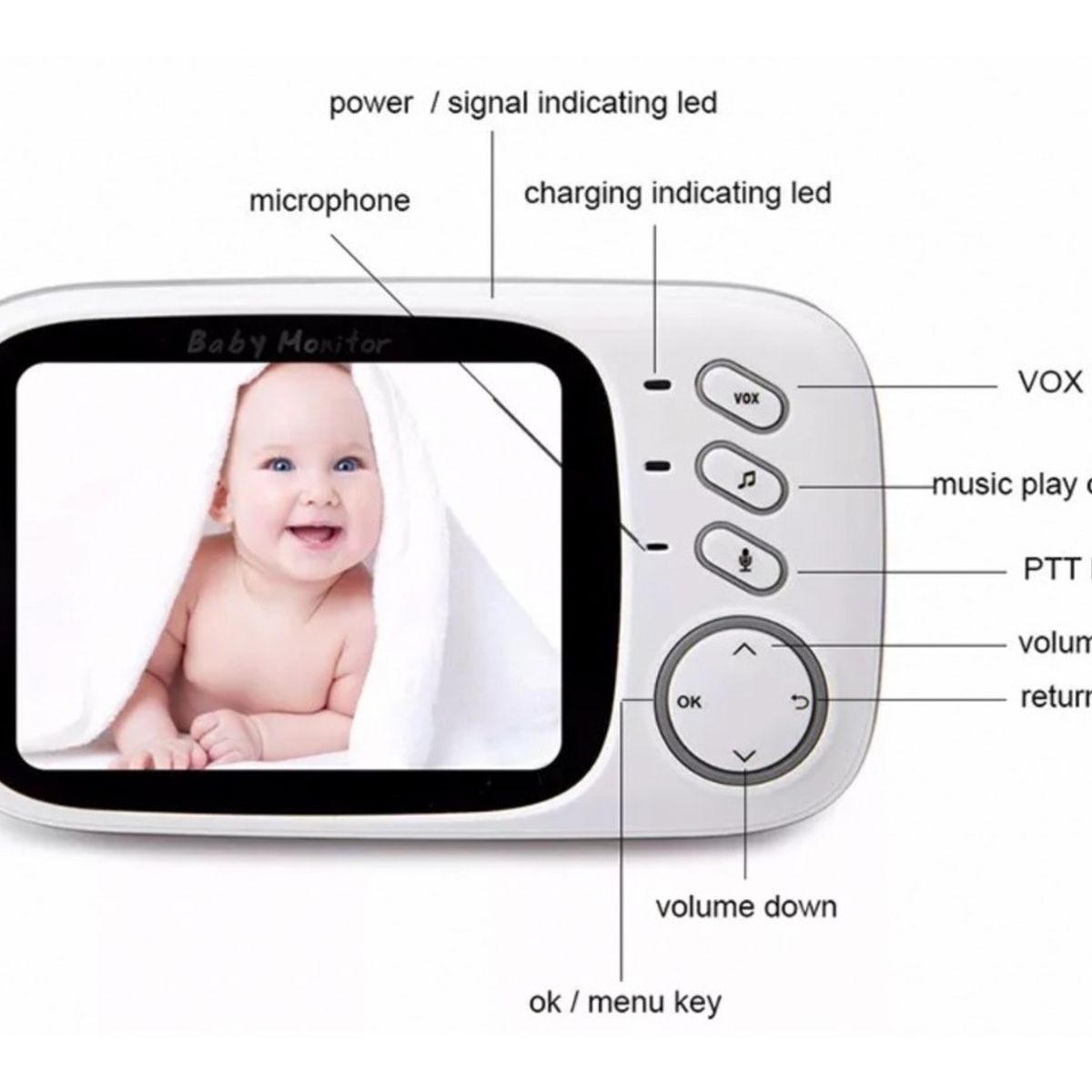 GENERICO - Cámara Baby Monitor Bebes Micrófono Visión Nocturna Lcd 3.2