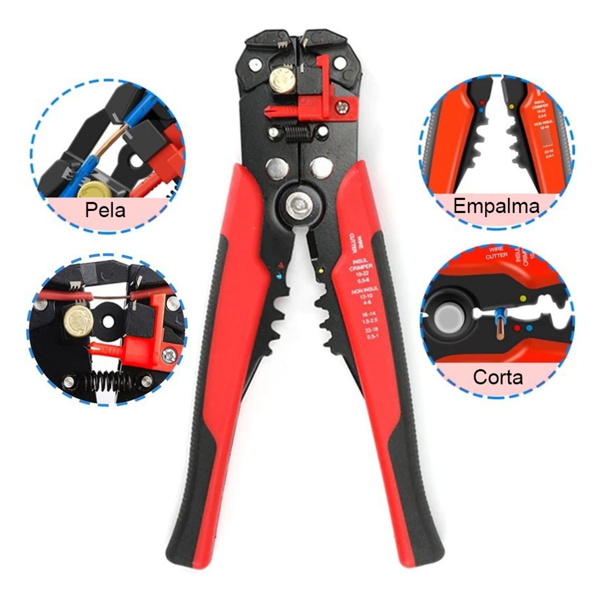 GENERICO - Alicate Pelacable Cortacable Crimpeadora Prensa Pinza