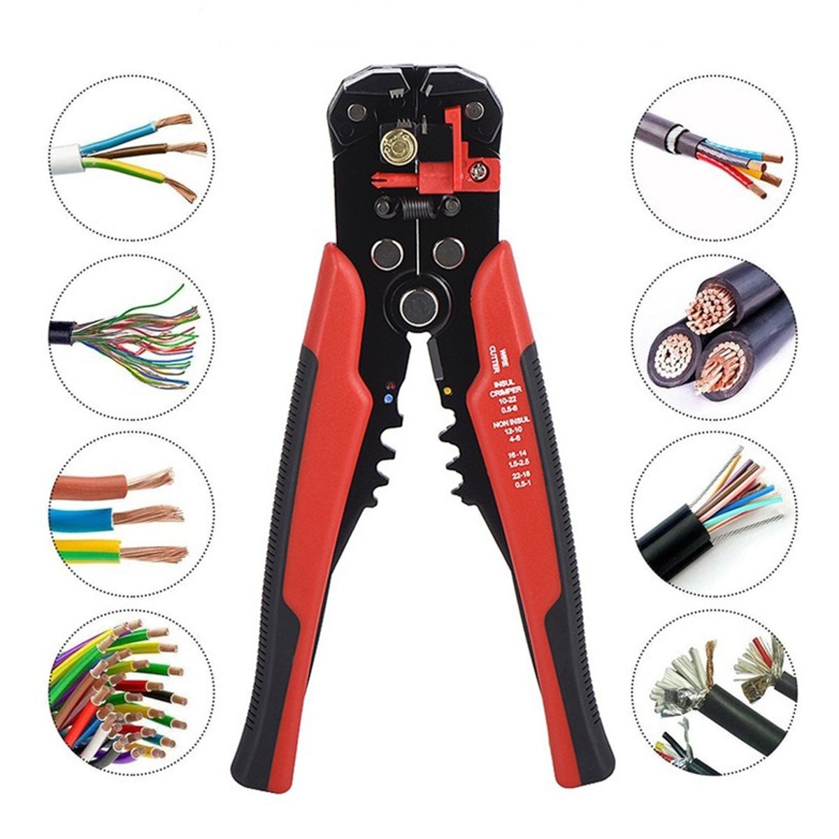 GENERICO - Alicate Pelacable Cortacable Crimpeadora Prensa Pinza