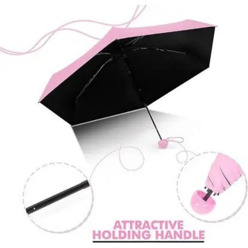 AIZO - Paraguas Mini Sombrilla De Bolsillo Capsula Dama Rayos Uv ROSA