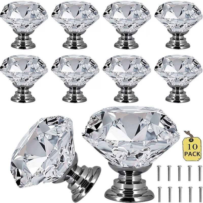 AIZO - Tirador Cristal Forma Diamante Para Cajón
