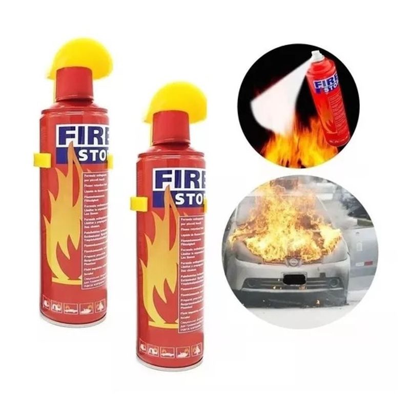 GENERICO - X2 Kit Auto Seguridad Extintor Incendio Moto Casa Spray 500m