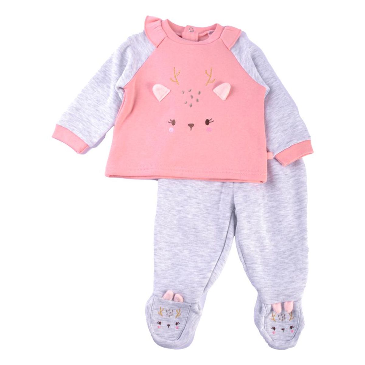 PILLIN - Set 2 Pzas Pijama Bebé Niña Gris Pillin - Gris