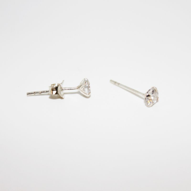 GENERICO - Aros Mujer Circón transparente 4 mm Plata Philippa Joyas