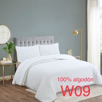 Cobertor de verano tipo Quilt 2 plazas - Reversible - 100% algodón - Blanco