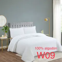 GENERICO - Cobertor de verano tipo Quilt 2 plazas - Reversible - 100% algodón - Blanco