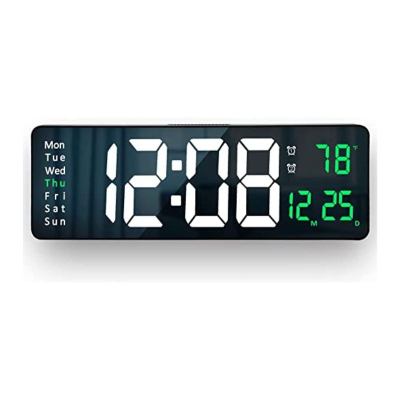 GENERICO - Reloj Decorativo Led Digital Grande Luz Verde