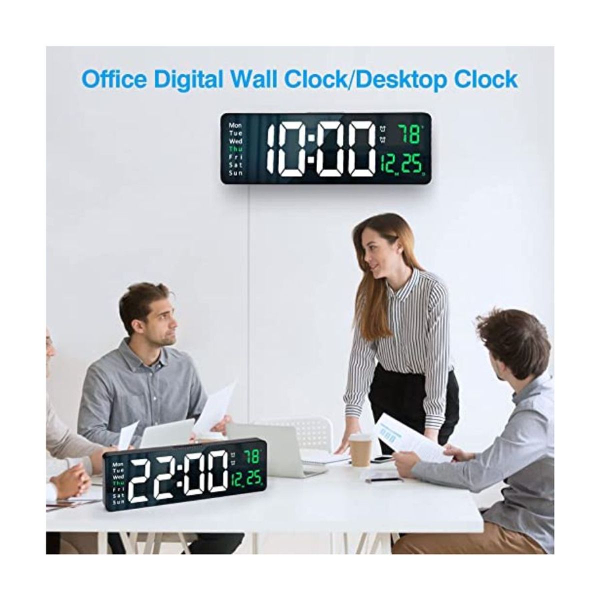 GENERICO - Reloj Decorativo Led Digital Grande Luz Verde