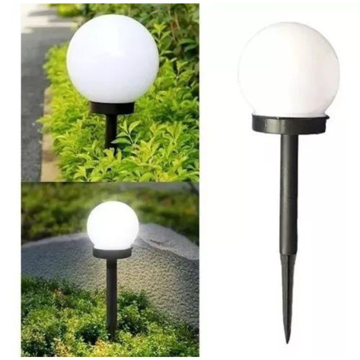 GENERICO - Pack 3 Foco Estaca Led Solar Tipo Globo Jardín