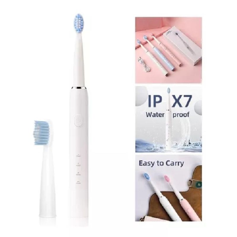 GENERICO - Cepillo Dientes Eléctrico Recargable Usb + Repuesto 251024 Blanco