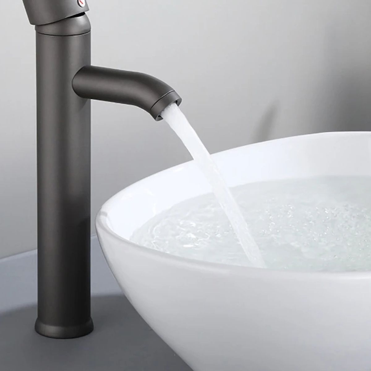 MODERN SPACE - Llave Monomando Alta gris Para Lavamanos Sobre Poner