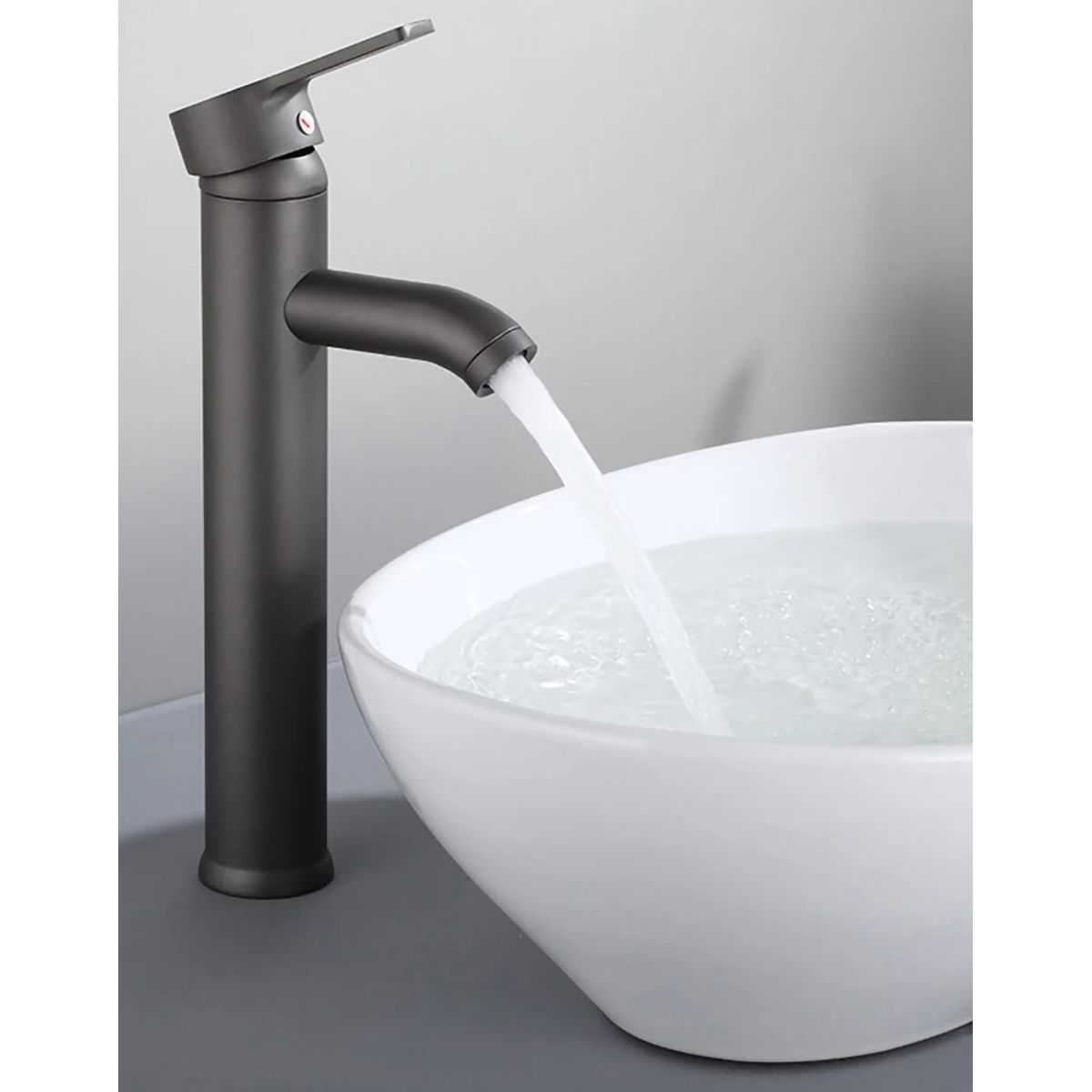 MODERN SPACE - Llave Monomando Alta gris Para Lavamanos Sobre Poner