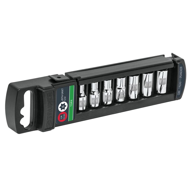 TRUPER - Juego Dados Torx Hembra 1/4 - 7 Piezas
