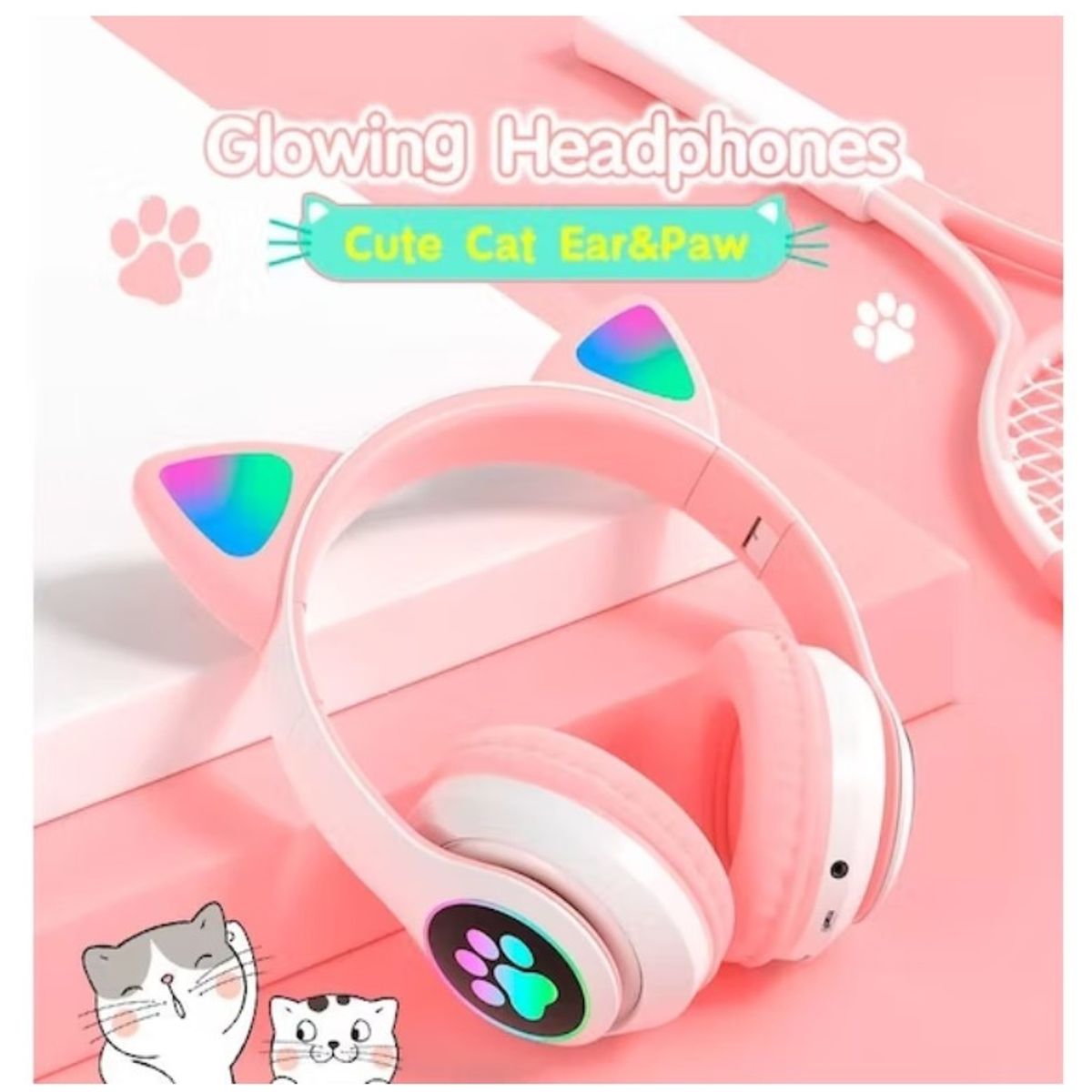 GENERICO - Audifonos Inalambricos Bluetooth STN-28 Cat Light Rosa