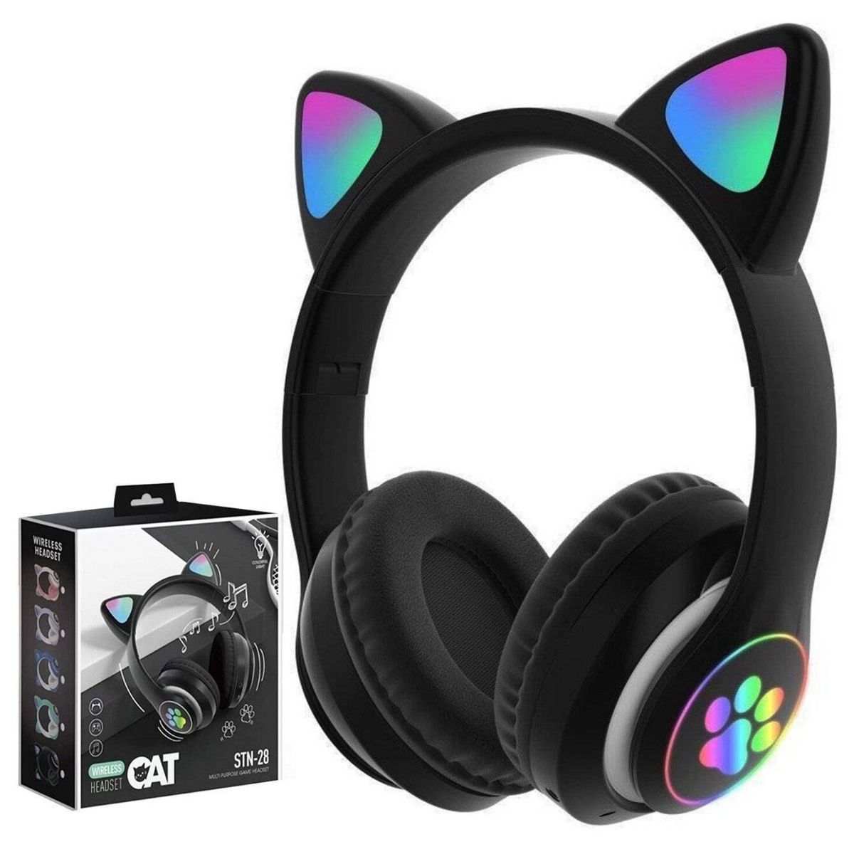 GENERICO - Audifonos Inalambricos Bluetooth STN-28 Cat Light Negro