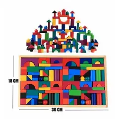 GENERICO - Bloque Madera 112 Piezas Kit Niños Educativo