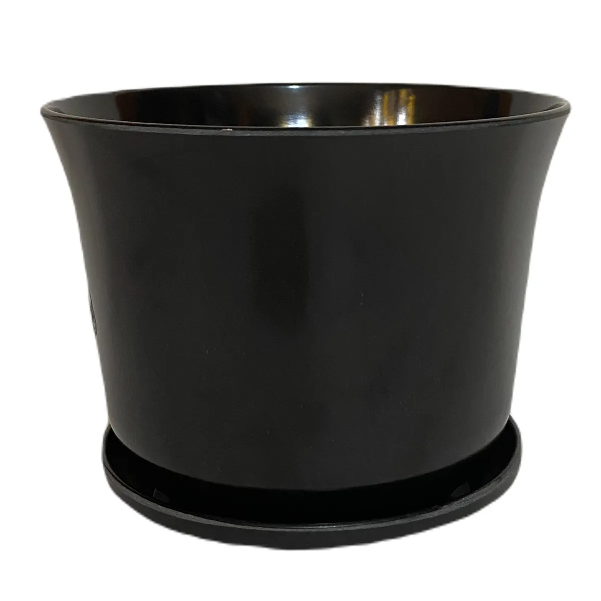 DECOGREEN - MACETERO BIODEGRADABLE CURVO NEGRO CON PLATO