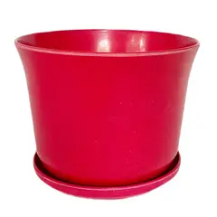DECOGREEN - MACETERO BIODEGRADABLE CURVO ROJO CON PLATO