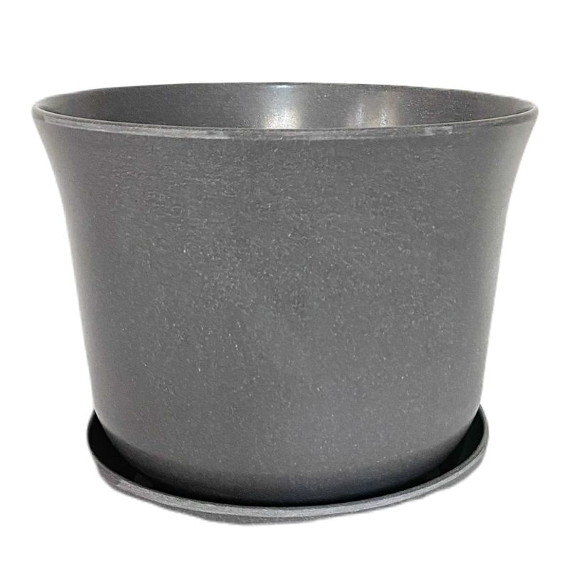 DECOGREEN - MACETERO BIODEGRADABLE CURVO GRIS CON PLATO