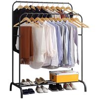 Perchero Colgador De Ropa Doble Metalico Resistente Negro.