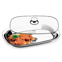 BRINOX - FUENTE CON TAPA DE VIDRIO LINEA LYON EN ACERO INOXIDABLE.